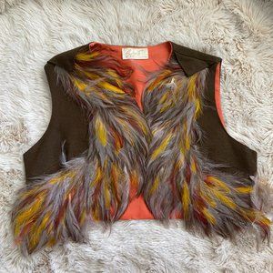 Brown Faux Feather Vest - ✨Festival Season ✨